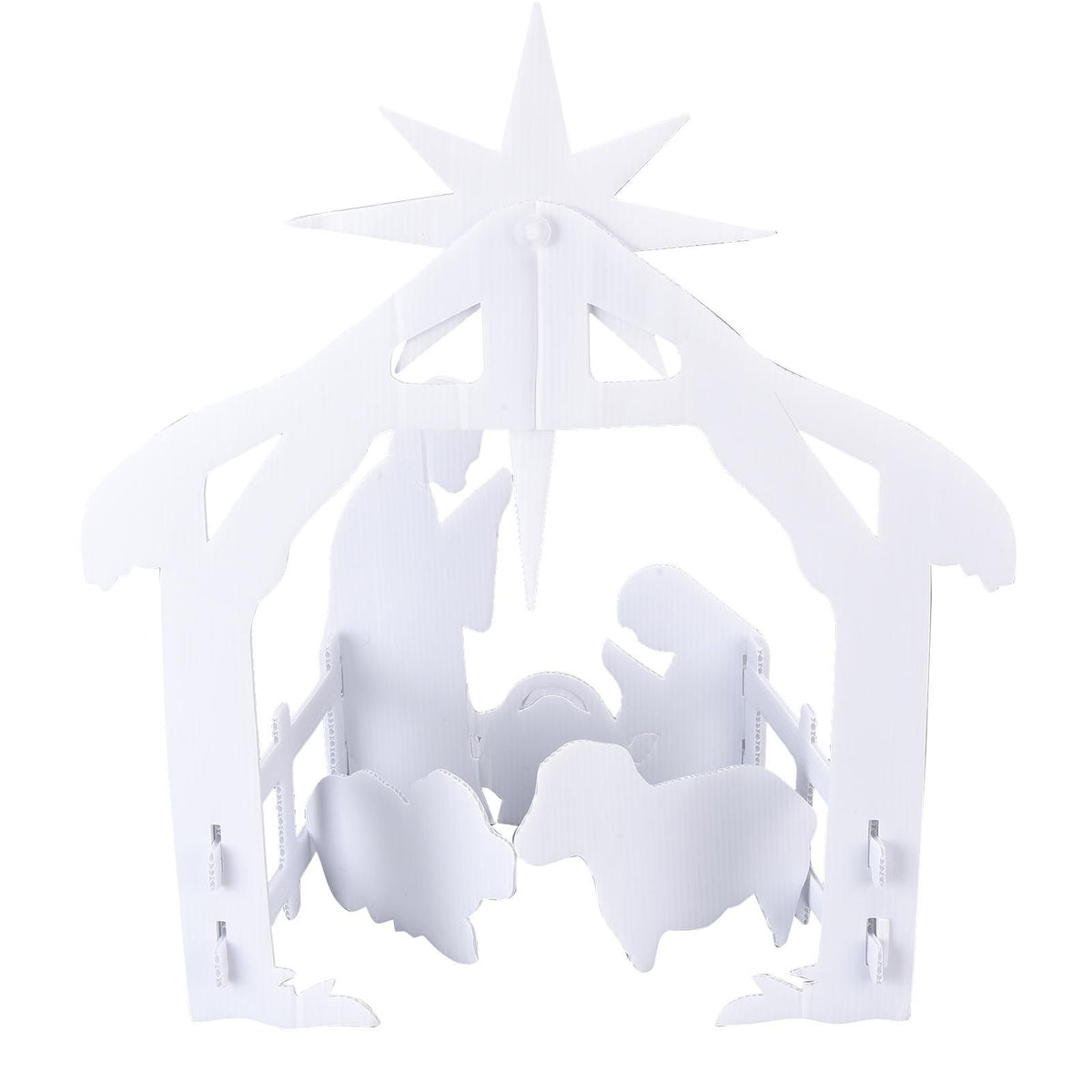 44x27x5cm Christmas Jesus Scene White PP Hollow Board Outdoor Nativity Scene for Lawn Garden Courtyard
