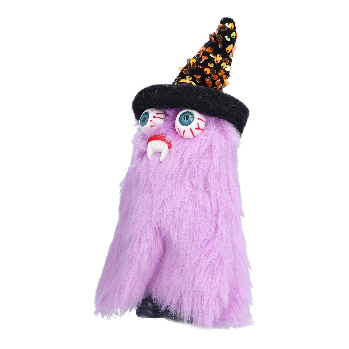 Halloween Dolls Ornament Halloween Plush Gnome with Witch Hat and Vampires Tooth for Halloween DecorationsPurple