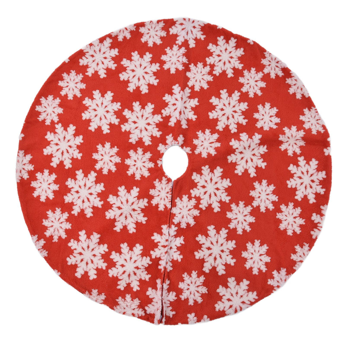 Christmas Tree Skirt White Snowflake Pattern Xmas Tree Mat for Holiday Party Decorations122cm/48.0in