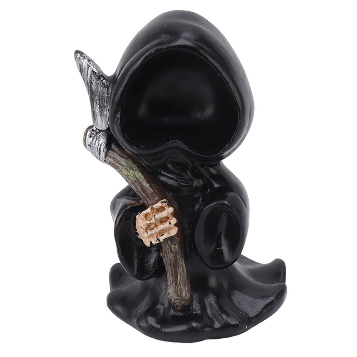Grim Reaper Sculpture Resin Gothic Desktop Statue Figurine Decoration with Sickle for Halloween Party Stand