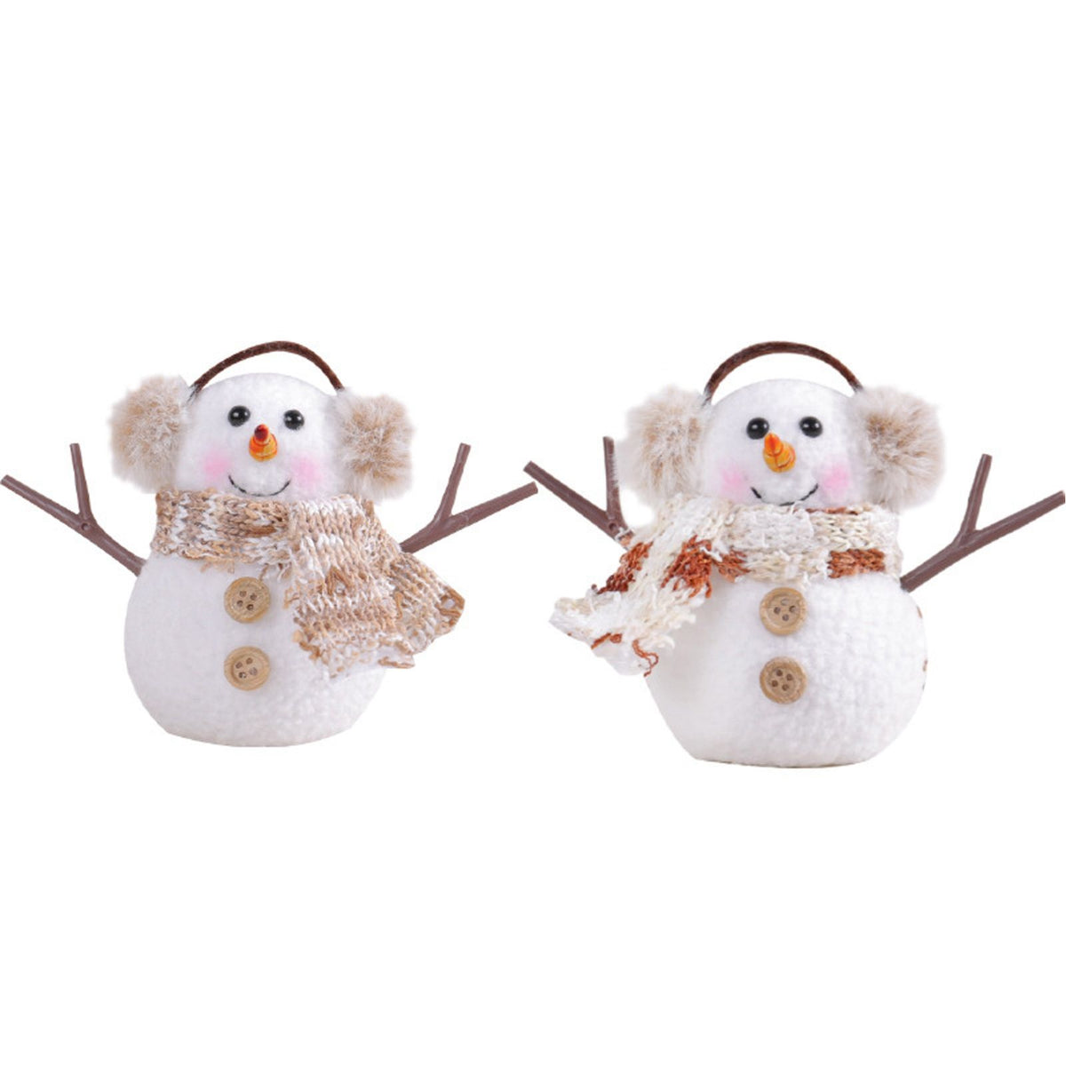 2pcs Enchanting Illuminated Mini Snowman Ornament for Christmas Home Decor