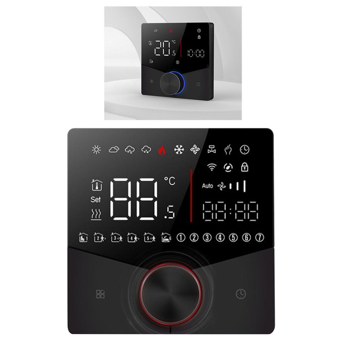 Thermostat ABS Black Smart Programmable WiFi Digital Touchscreen LCD Color Thermostat for Household Black