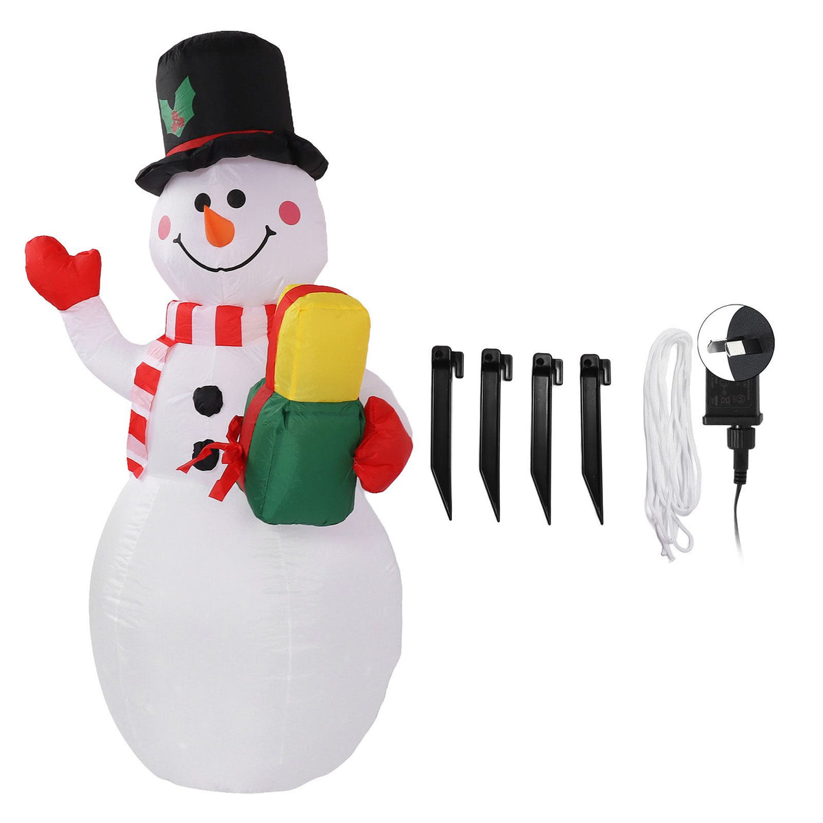 1.5m Inflatable Christmas Snowman Colorful Light Windproof Rope Automatic Blow Up Snowman for Decoration 220V
