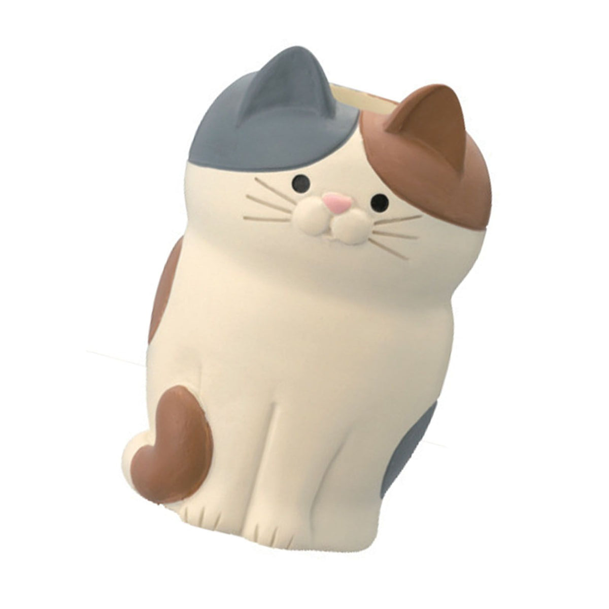 Cat Ornament Multifunctional Phone Tablet Glasses Pen Holder Desk Decoration for Home Squat Tri Colored Cat