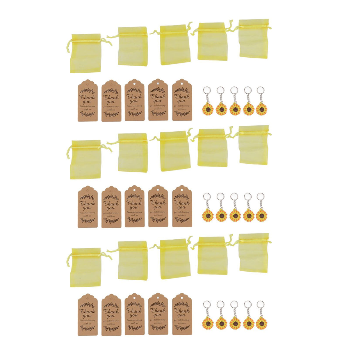 30 Sets Sunflower Party Favors Keychain Bags Tags Sunflower Return Gifts for Wedding Birthday Baby Shower