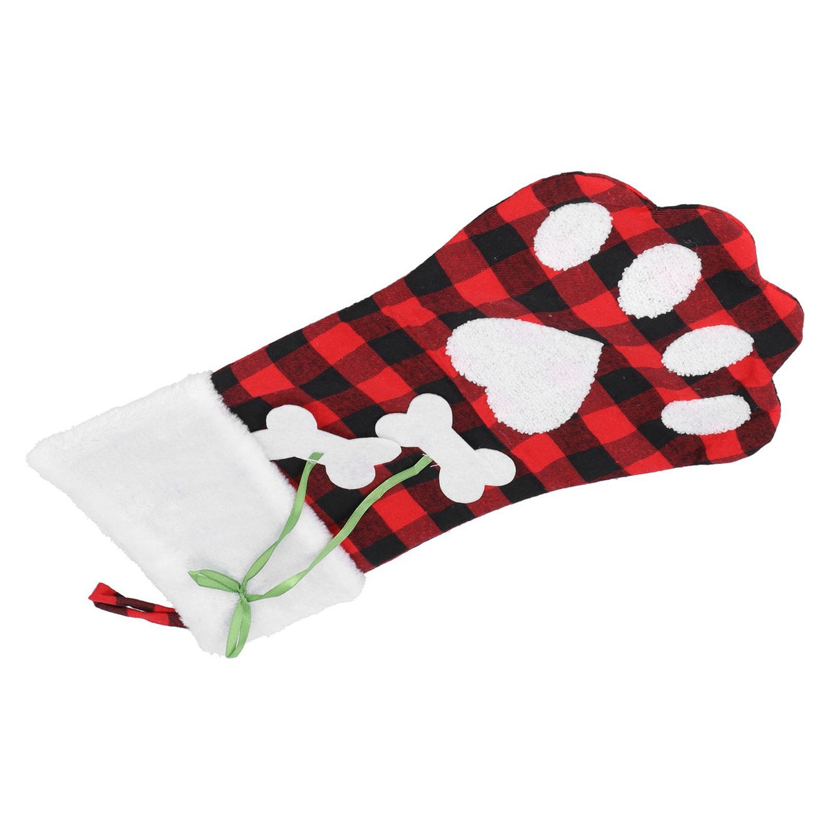 Paw Christmas Stockings Cute Dog Paw Hanging Christmas Stockings for Holiday Christmas DecorationsBlack and Red Plaid