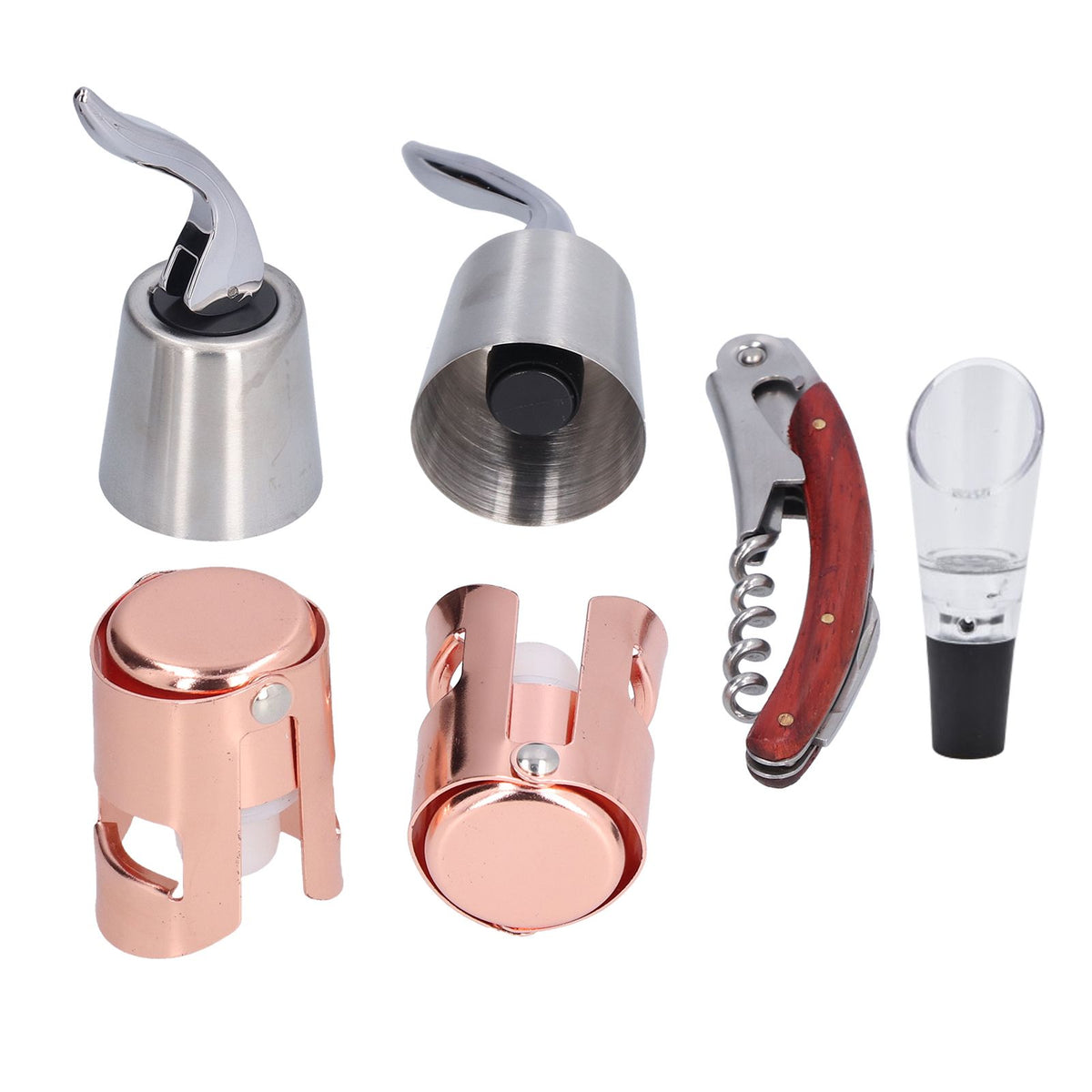 6pcs Wine Tool Kit Champagne Stopper Wine Preservation Cork Wine Bottle Opener for Home Kitchen