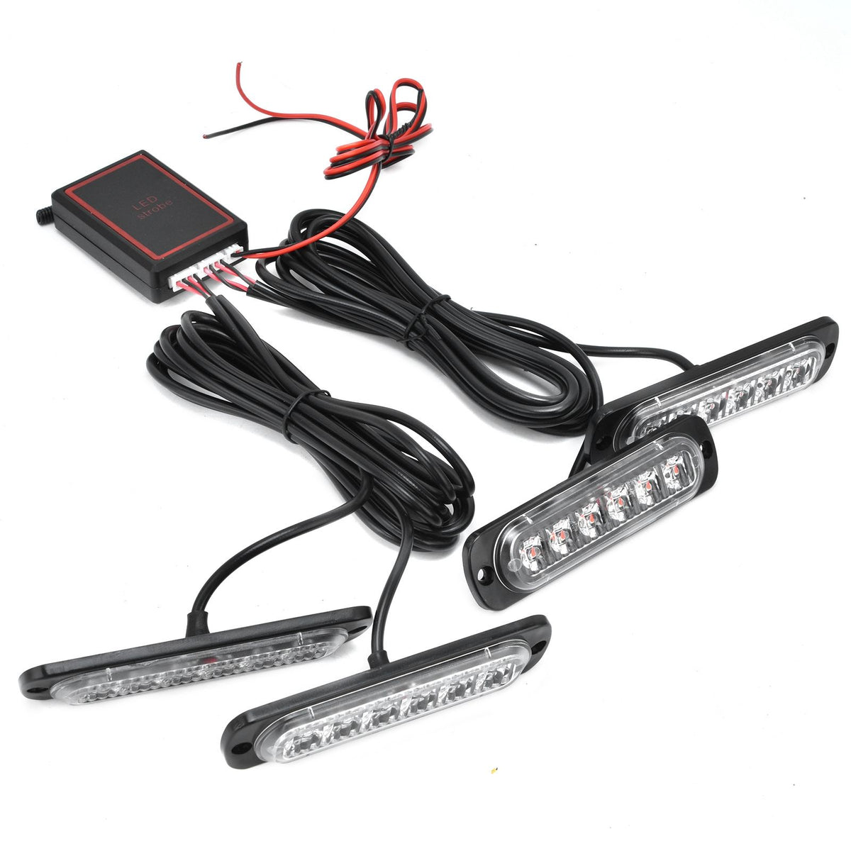 Car 4x6LED Sync Red Blue Strobe Flash Light LED Emergency Warning Lamp 12V with Remote Control