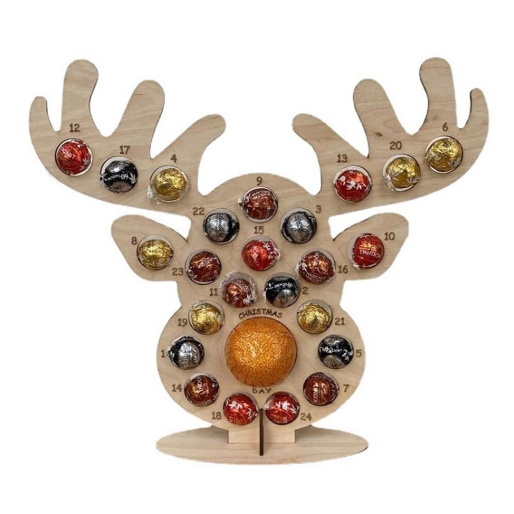 Wooden Advent Calendar Christmas Chocolate Stand Christmas Ornaments Party Decoration Gifts