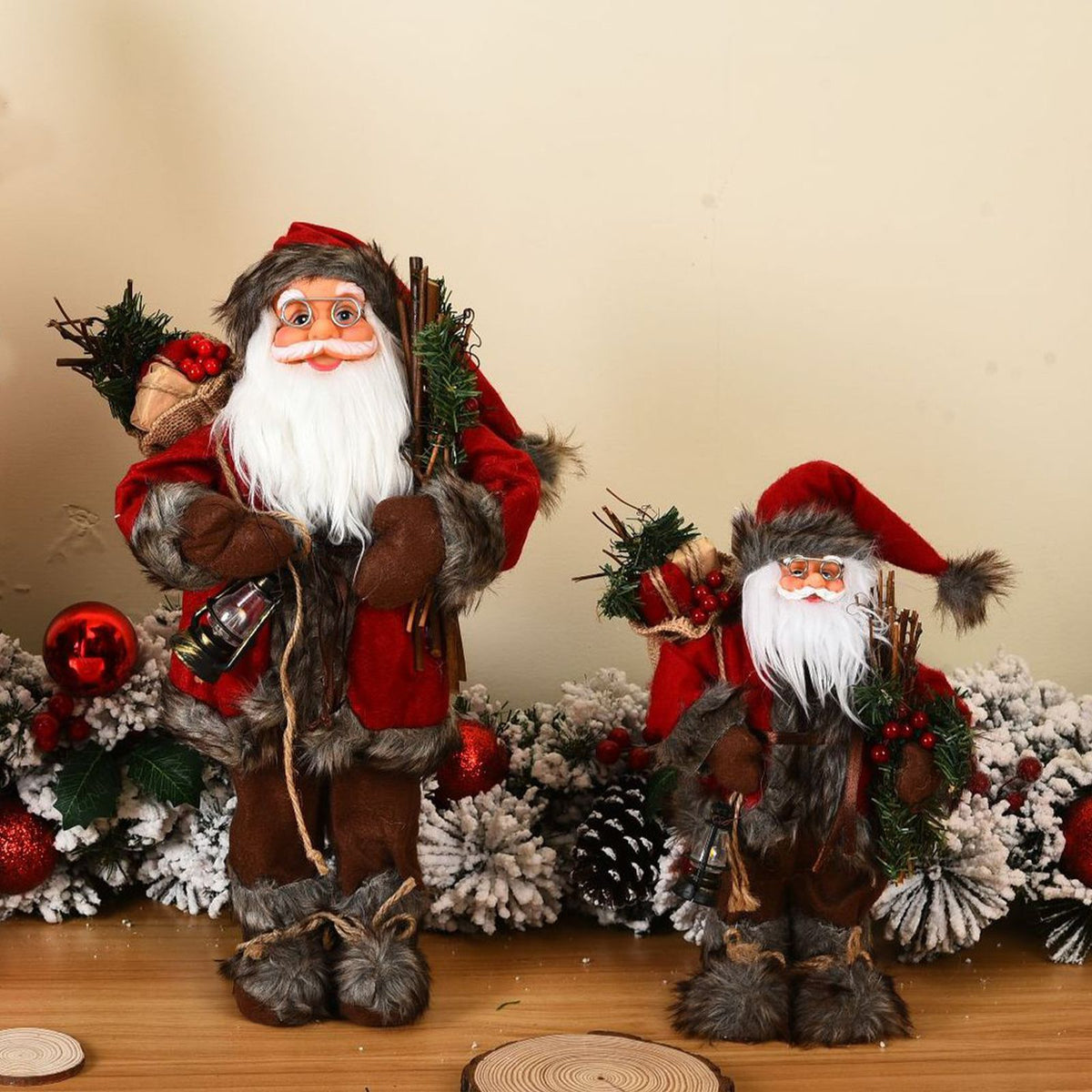 Christmas Decorations Santa Action Figure Take Stick Doll