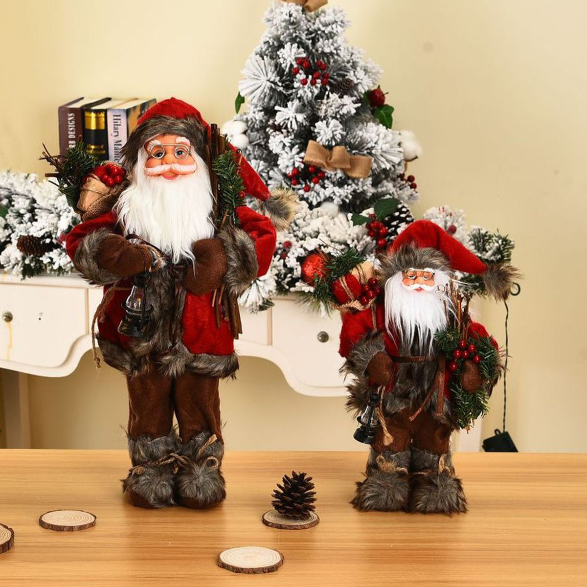 Christmas Decorations Santa Action Figure Take Stick Doll