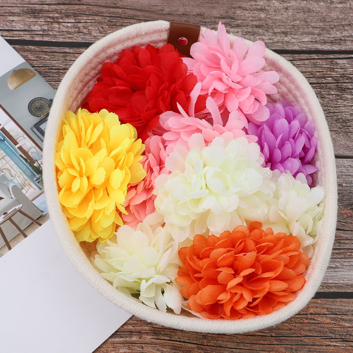 50pcs Artificial Marigold Flowers Fake Flower Heads Garland for Wedding Home Christmas Decor Creamy 10cm