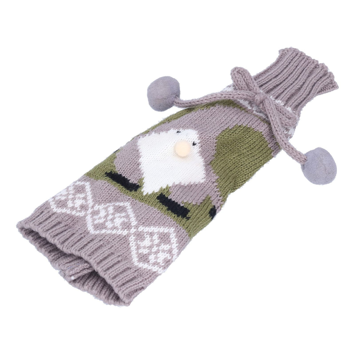 Knitted Wine Bottle Cover Bag Sleeve Home Decoration for Christmas Wedding Birthday PartyGray +Green