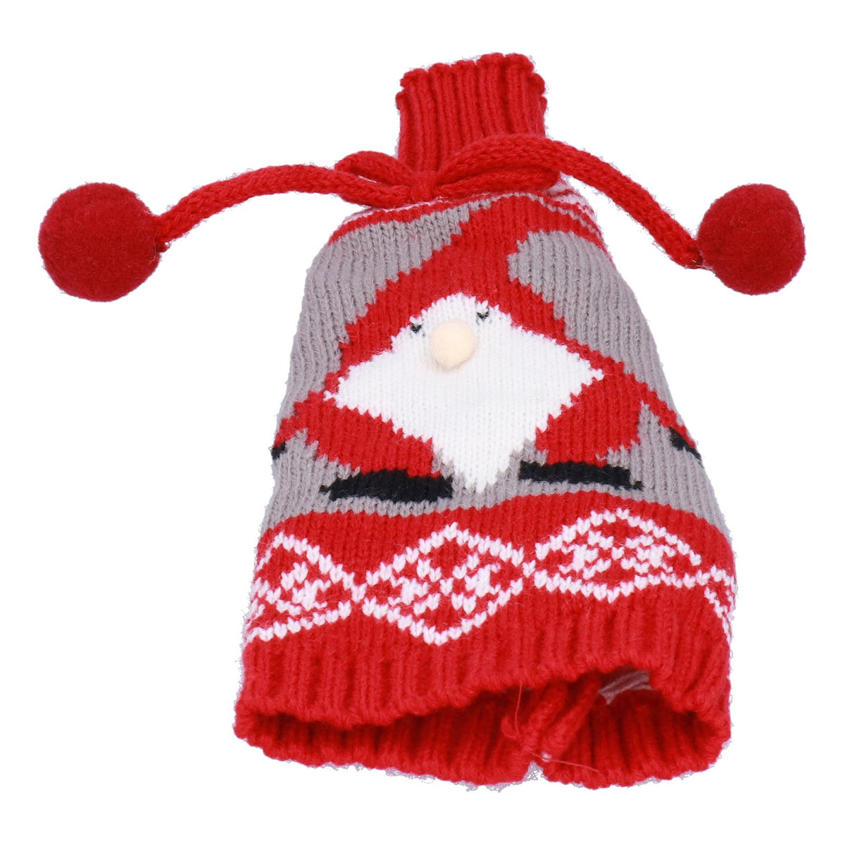 Knitted Wine Bottle Cover Bag Sleeve Home Decoration for Christmas Wedding Birthday PartyRed +Gray