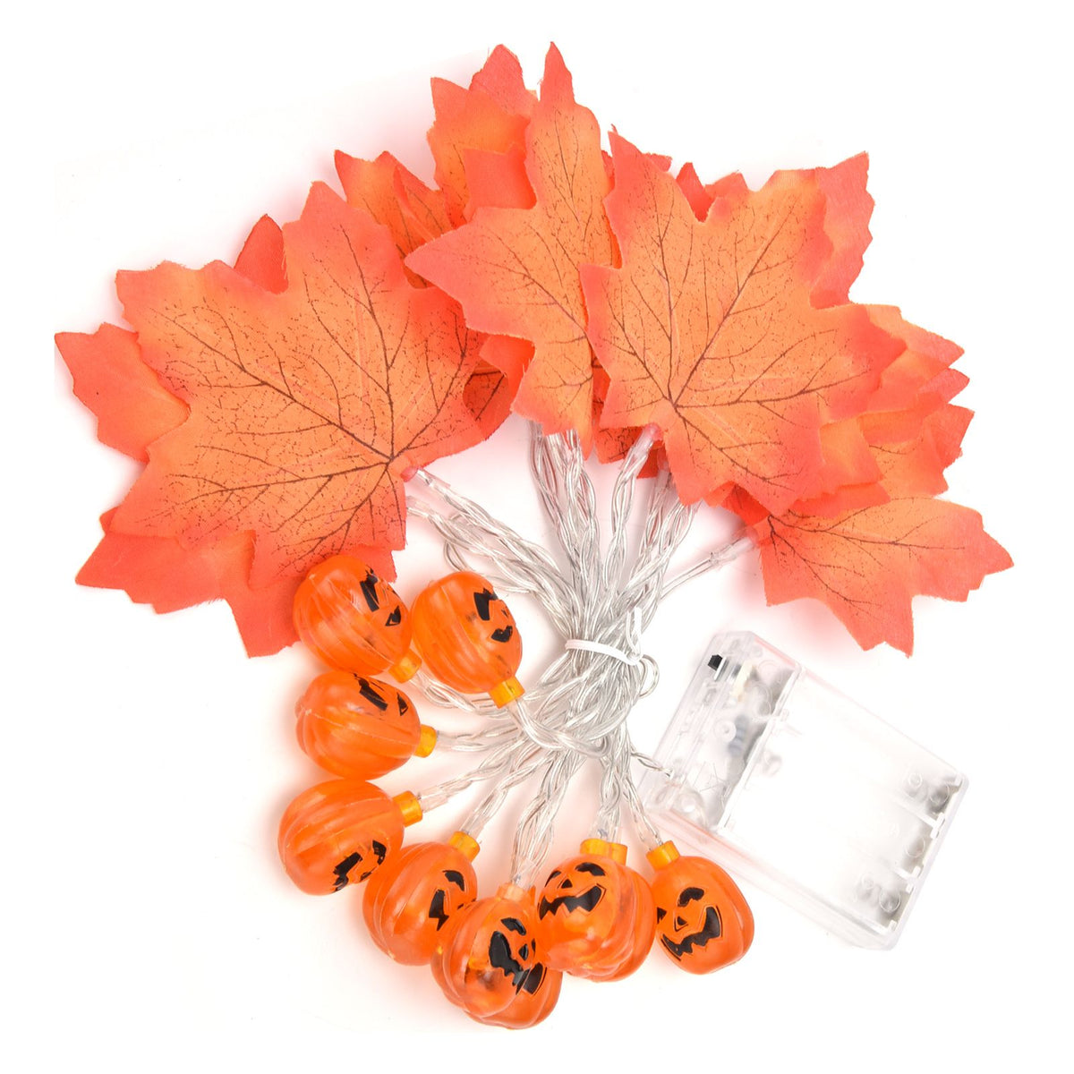 LED String Light Autumn Pumpkin Red Maple Leaves String Light with 20LEDs for Indoor Outdoor