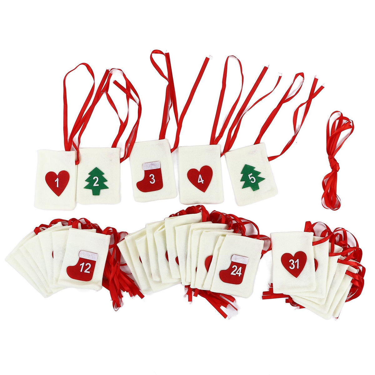 Christmas Advent Calendar Bags 31 Days Hanging Countdown Felt Gift Pockets for Party Festival Decoration