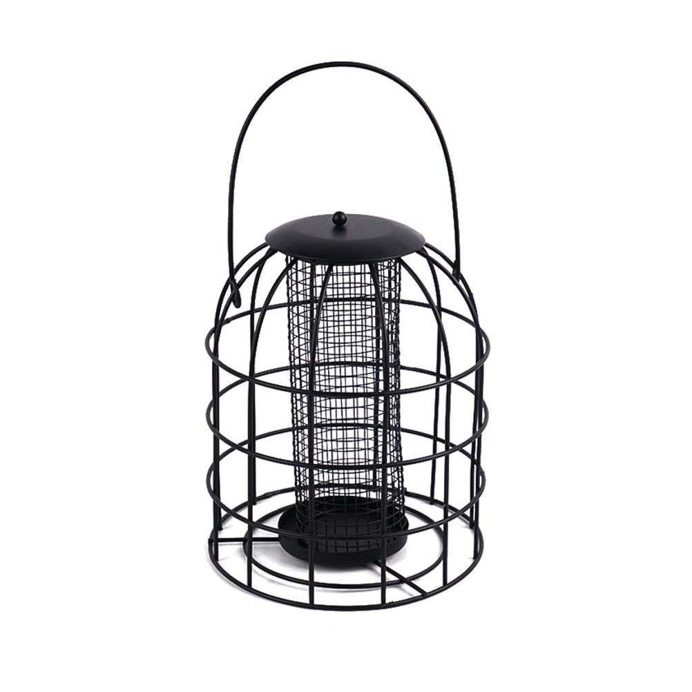 Iron Cage Bird Feeder Metal Bird Food Dispenser Hanging Feeding Column