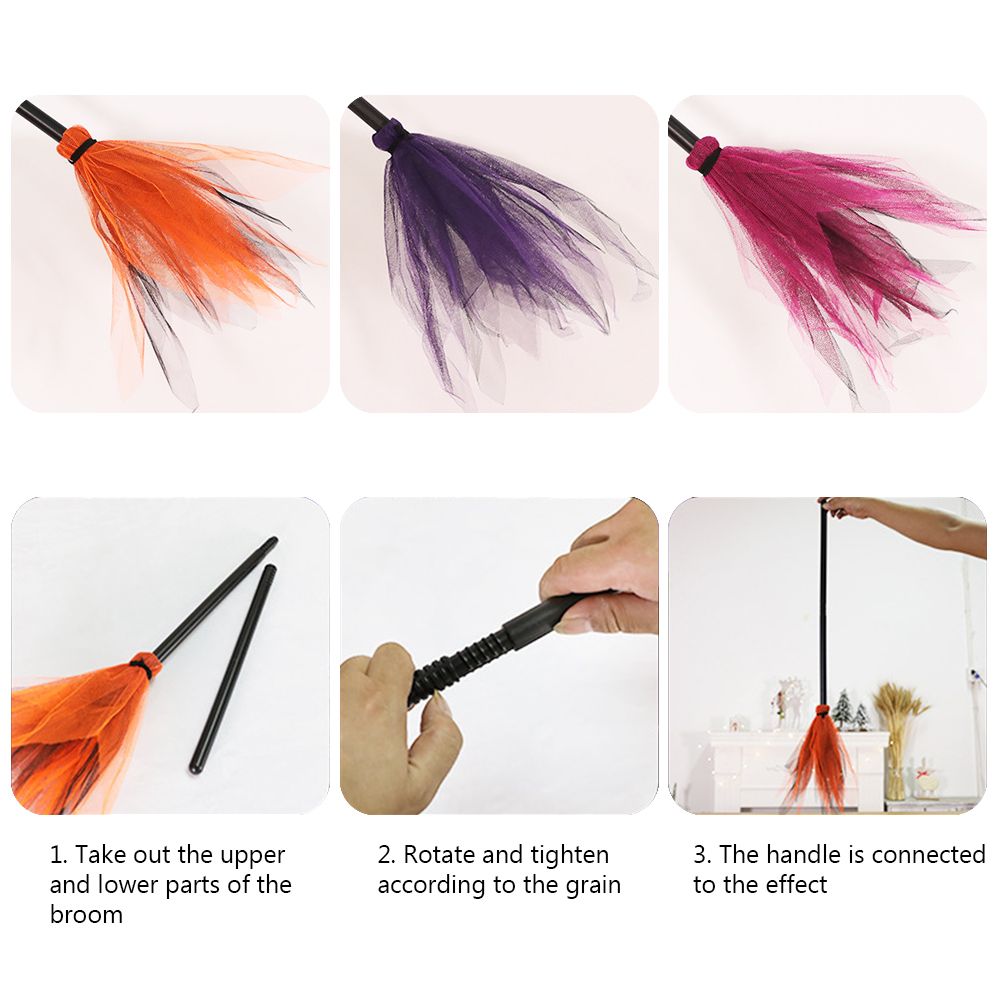 Halloween Witch Broom Plastic Broom Props for Costume Party Halloween Decoration