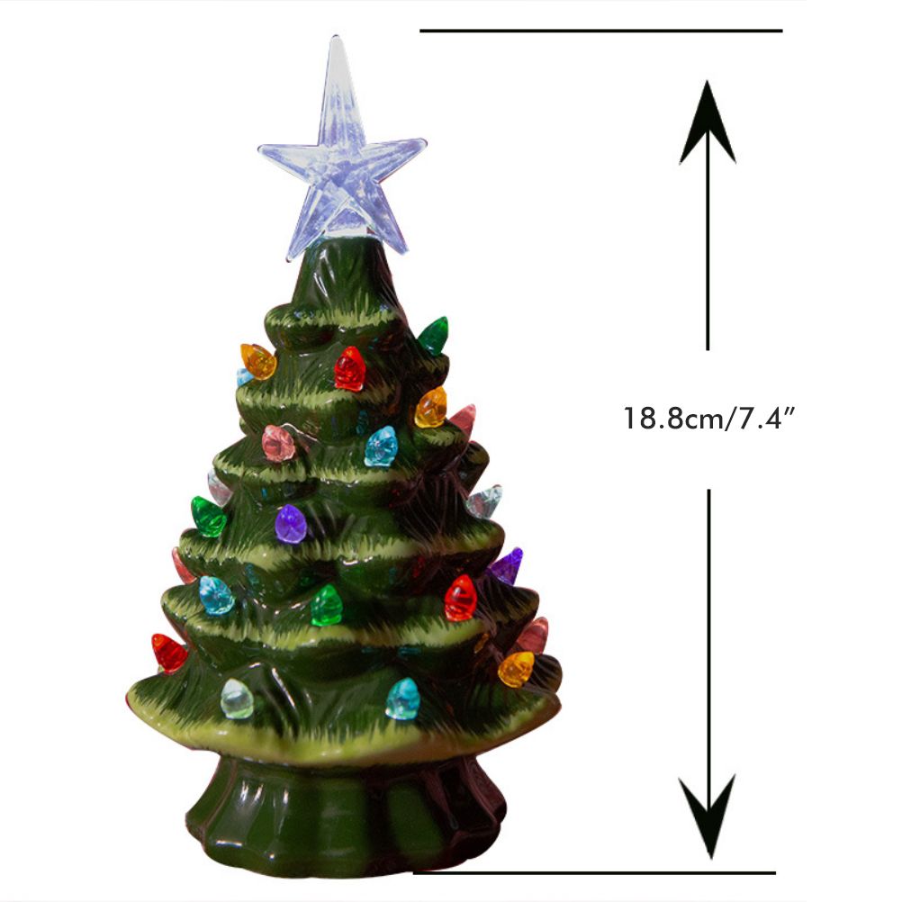 18.8cm Lighted Ceramic Christmas Tree Christmas Tabletop Decorations Christmas Lights