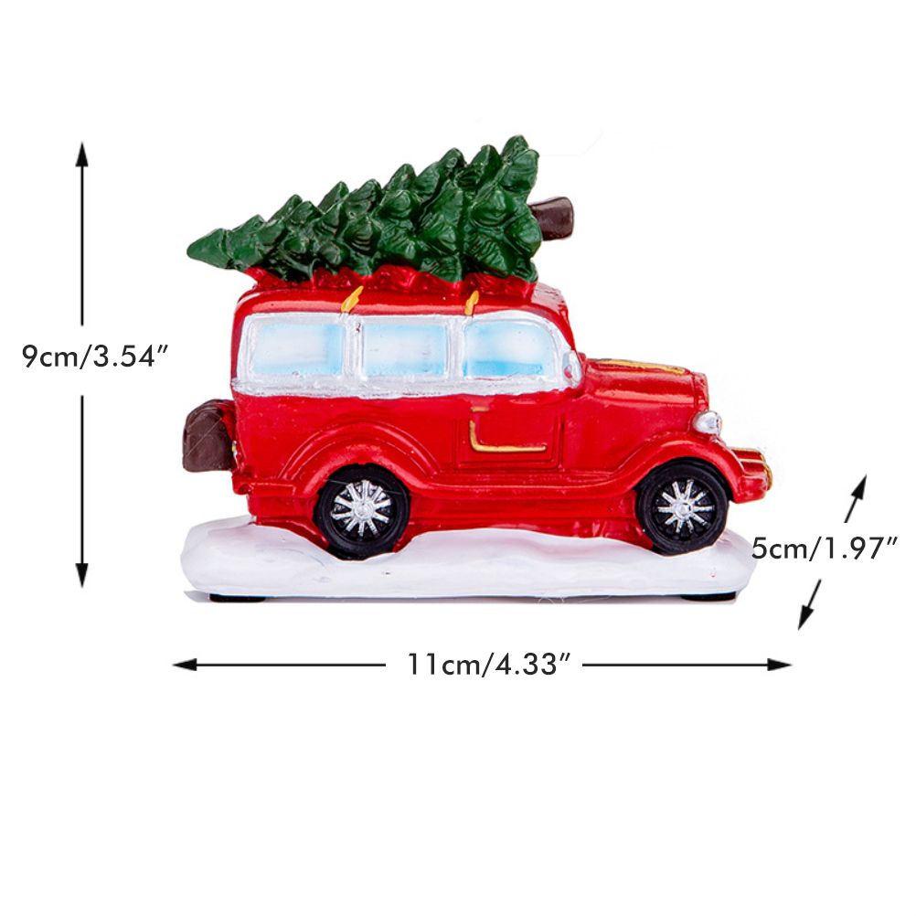 LED Light Up Christmas Tabletop Decoration Resin Lighted Snack Shop Vintage Car Hot Air Balloon Desktop Ornaments Indoor Holiday Decorations Gifts
