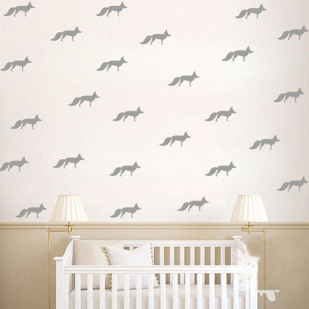 Vinyl Wall Sticker Fox Shaped Decal for Nursery Dormitory Bedroom Home Decoration(Gold)