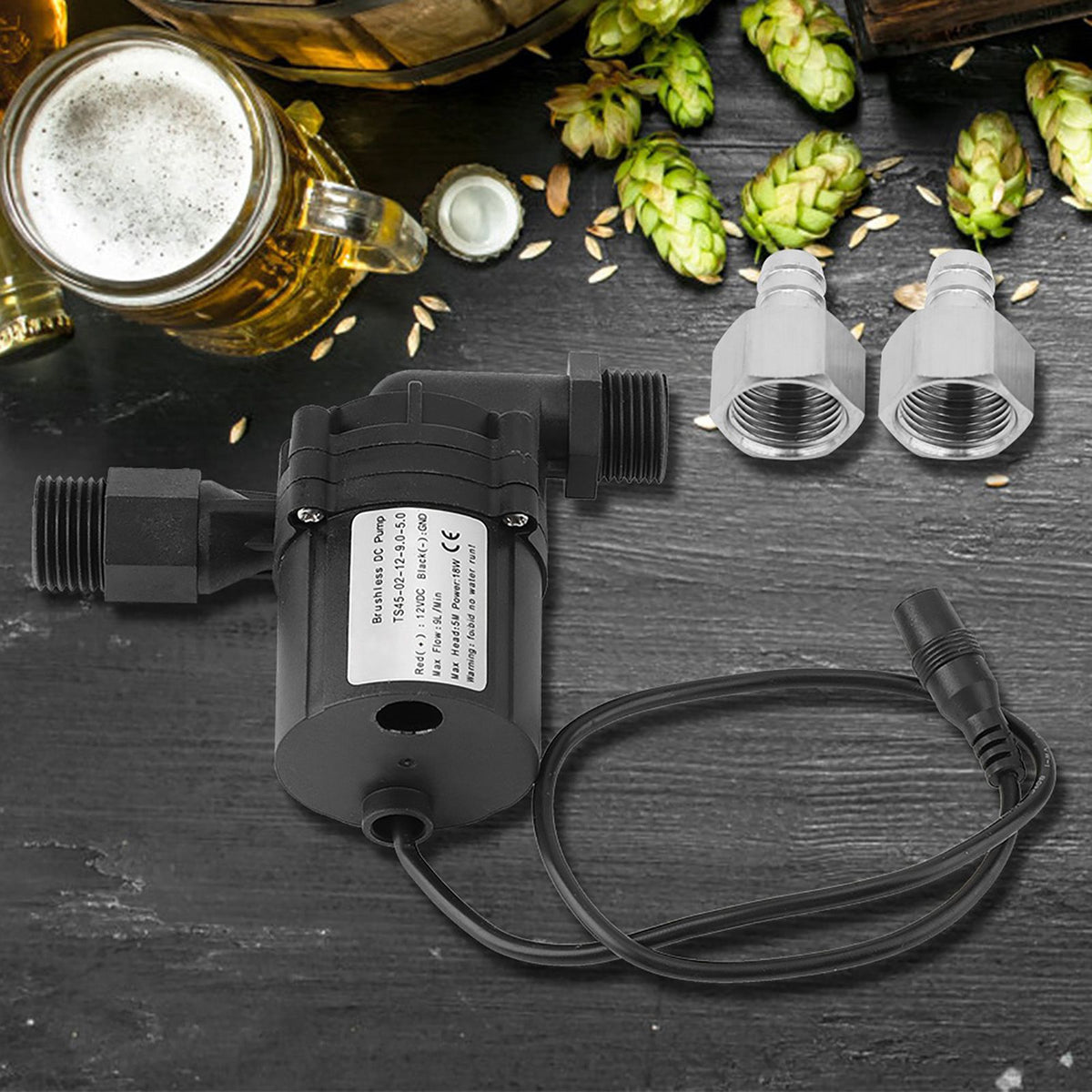 DC 12V 18W Brewing Homebrew Pump Circulation Brushless Beer Pumps(with connector)