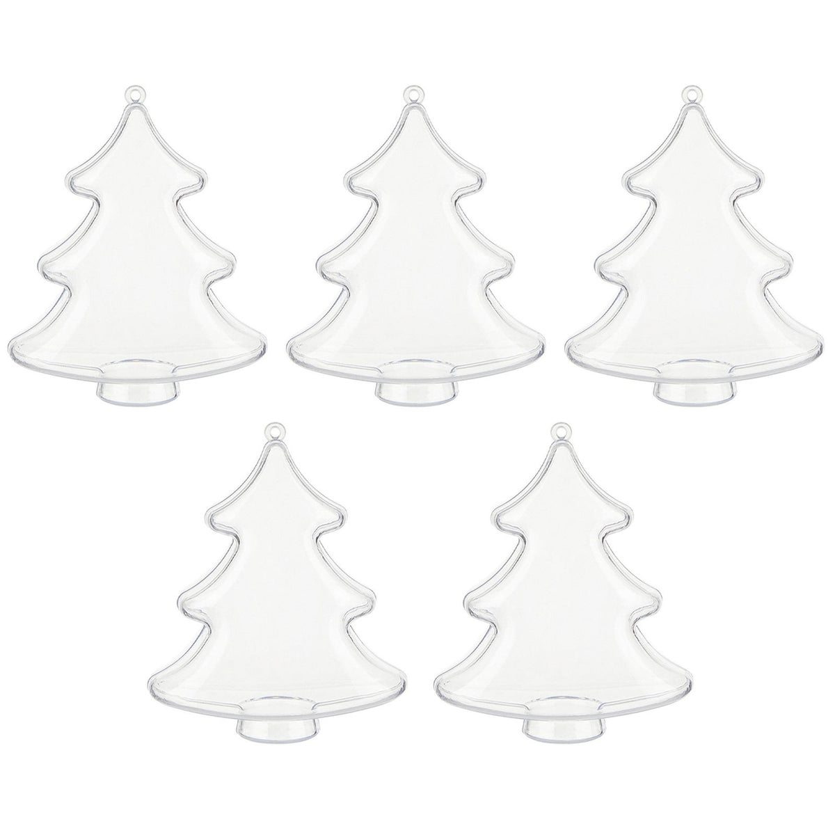 5pcs Clear Plastic Fillable Ornament Ball Xmas Hanging Balls Decorations for Holiday Xmas Tree Shaped