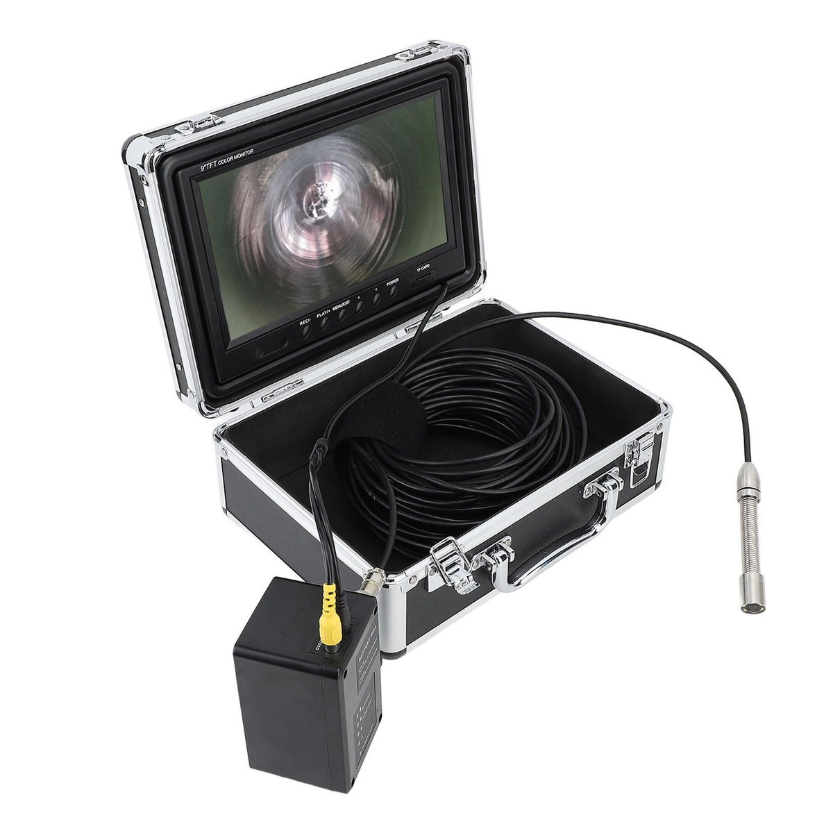 Endoscope Camera 17mm 20M 9 Inch HD Display IP68 Waterproof Borescope Drain Sewer Pipe Inspection Camera with LED Lights for Plumbers AC