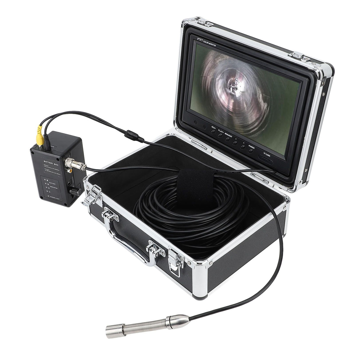 Endoscope Camera 17mm 20M 9 Inch HD Display IP68 Waterproof Borescope Drain Sewer Pipe Inspection Camera with LED Lights for Plumbers AC