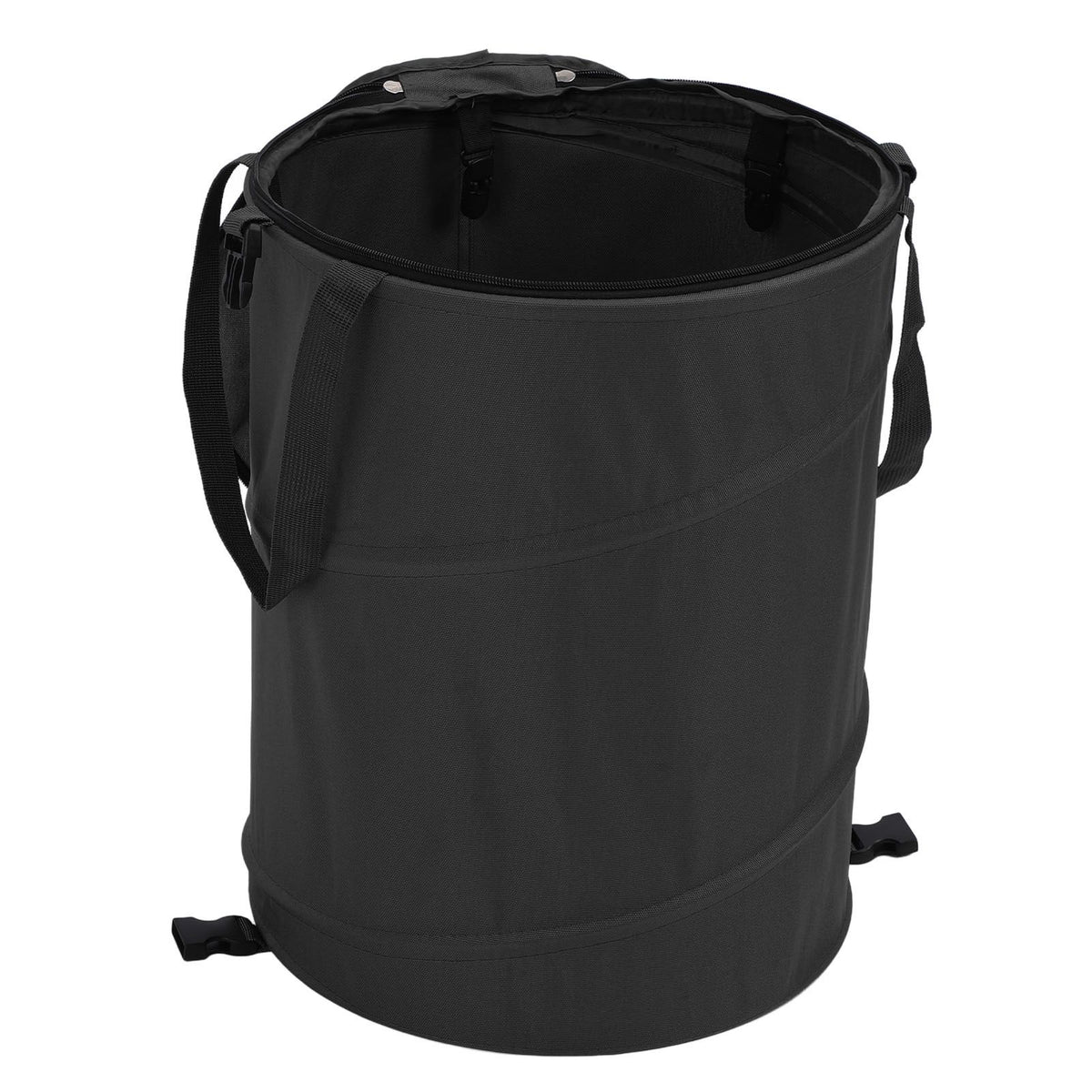 Camping Trash Can Large Capacity Portable Multifunctional 600D Oxford Cloth Pop Up Utility Container with Lid Black