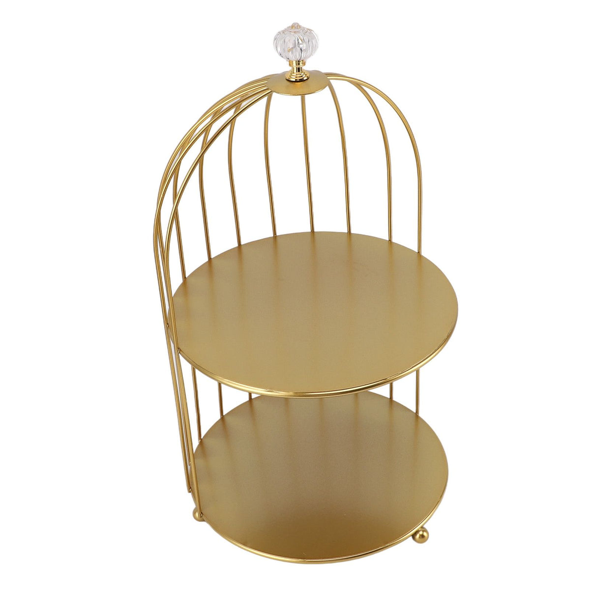 Bird Cage Cosmetic Organizer Gold Space Saving Iron Unique Multifunctional Birdcage Makeup Display Rack for Bathroom Double Layers