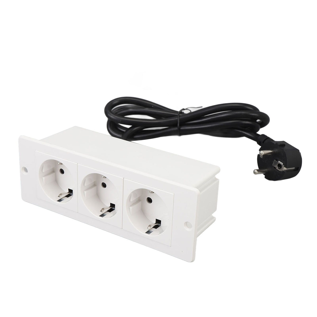 Recessed Power Strip with Cable 16A Plug and Play Flame Retardant 3 Outlets Flush Mount Outlet Socket for Tabletop Countertop Desk