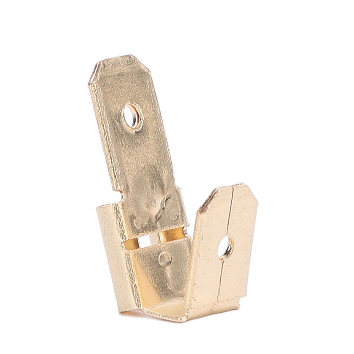50Pcs Piggyback Spade Connectors Brass 6.35mm Double Headed Plug 3 Way Wire Connector Gold