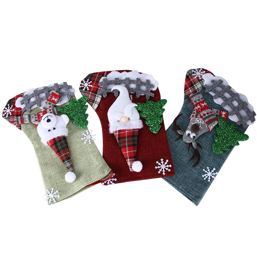 3Pcs/Set Christmas Stockings Sock Gift Bag Hanging Pendant Christmas Tree Decoration