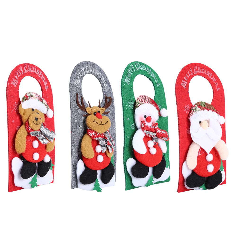 4PCS/Set Christmas Door Ornaments Cartoon Door Hanging Pendants for Hotel Shop Window Decorations
