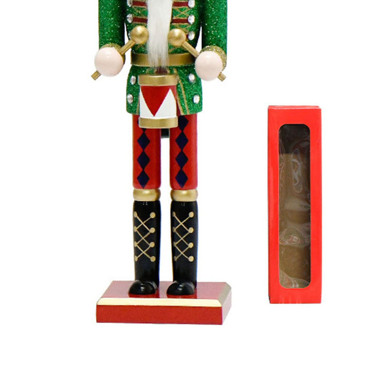 Xmas Nutcracker Figurine 12 Inch Glittered Wooden Nutcracker Ornament for Holiday Decor Type 1