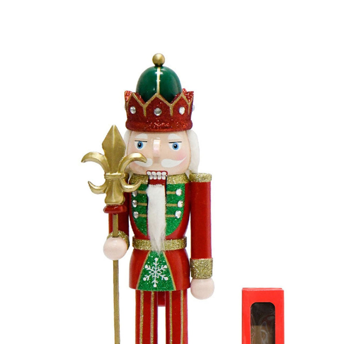 Xmas Nutcracker Figurine 12 Inch Glittered Wooden Nutcracker Ornament for Holiday Decor Type 2