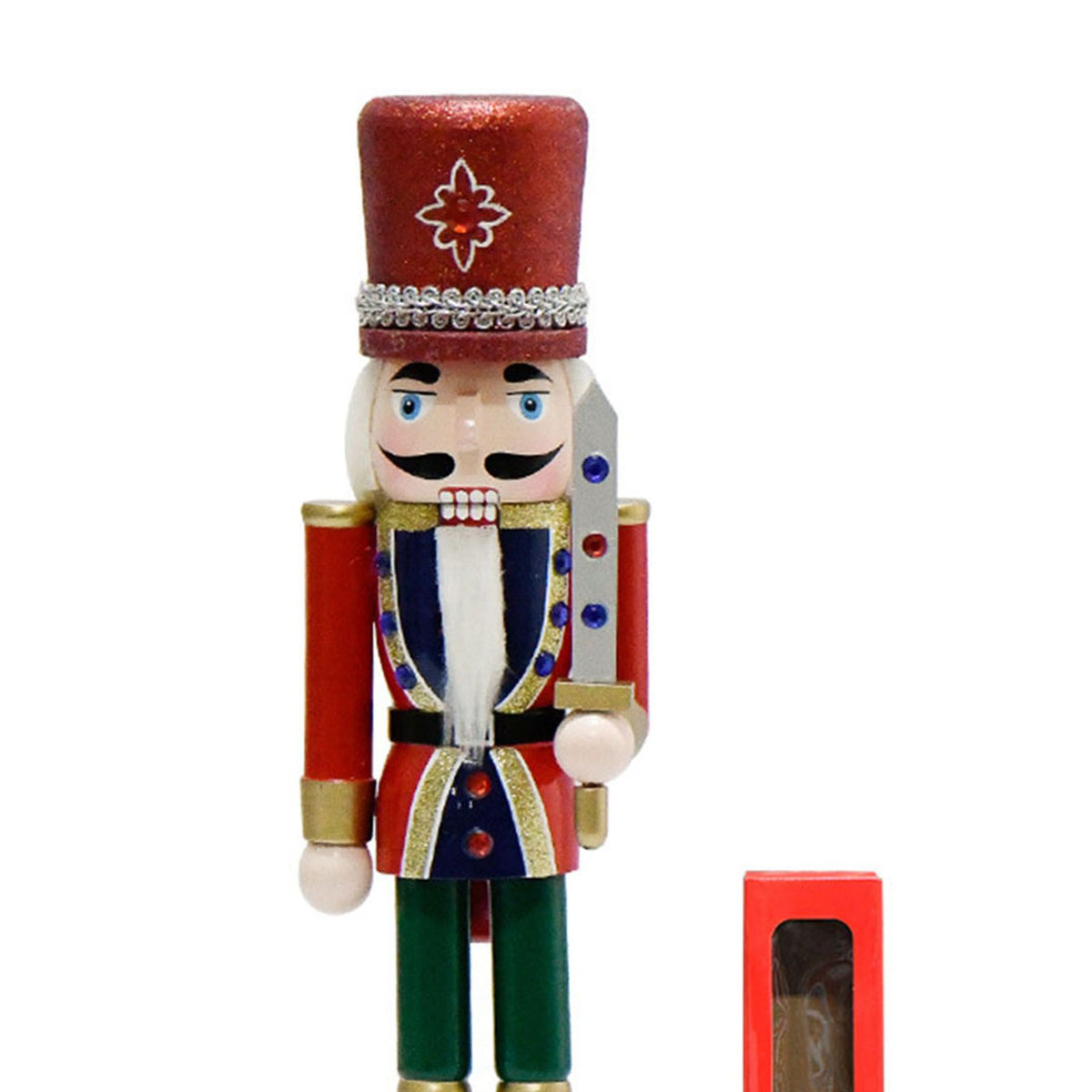 Xmas Nutcracker Figurine 12 Inch Glittered Wooden Nutcracker Ornament for Holiday Decor Type 3