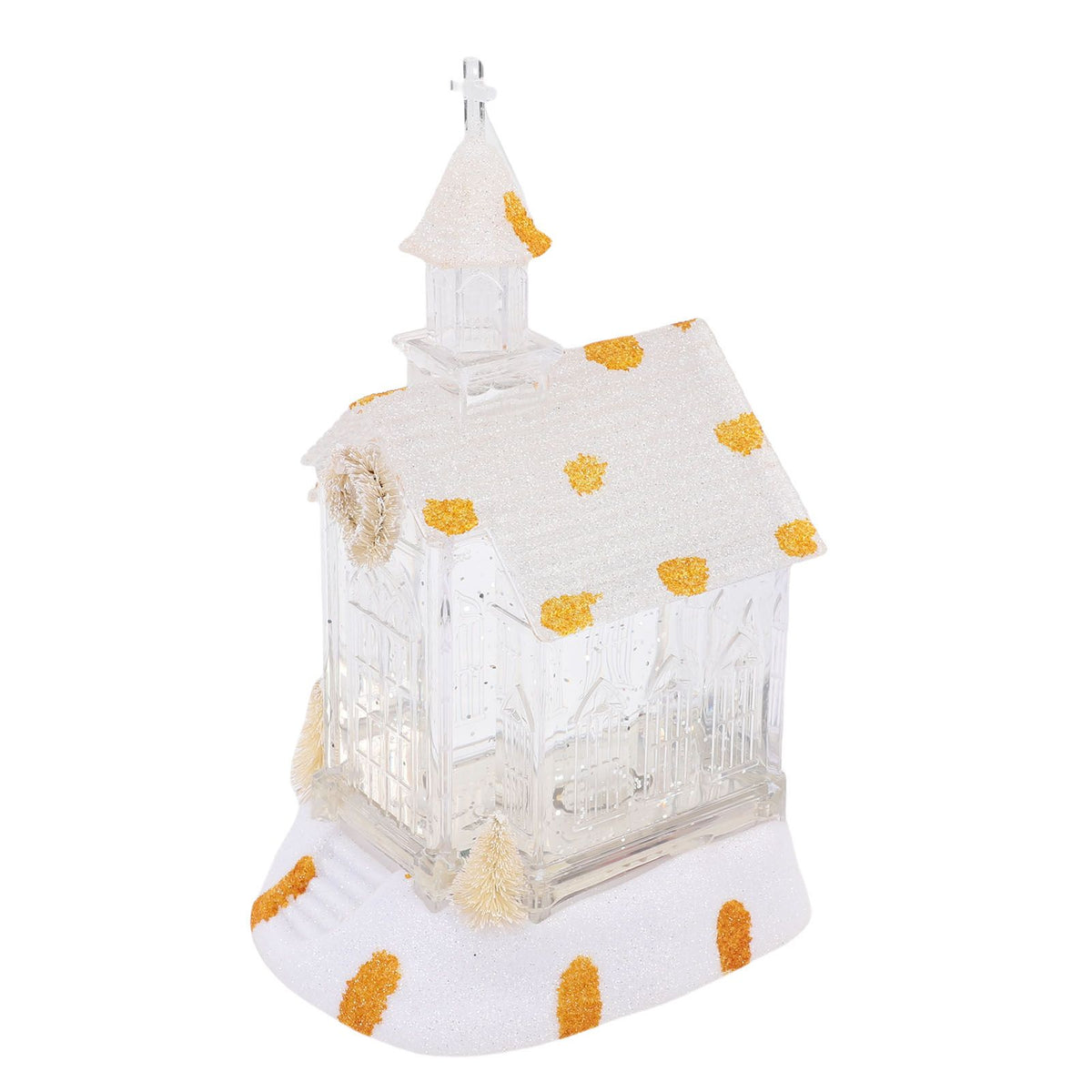 LED Lighted Xmas House Music Box USB Battery Operated Snow Frosted Glittering Village Building Xmas Tabletop Decor for Holiday