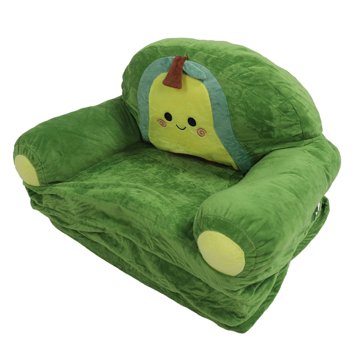 Foldable Kids Sofa Cute Cartoon Design Short Plush Soft Comfortable Portable Children Couch for Home Avocado