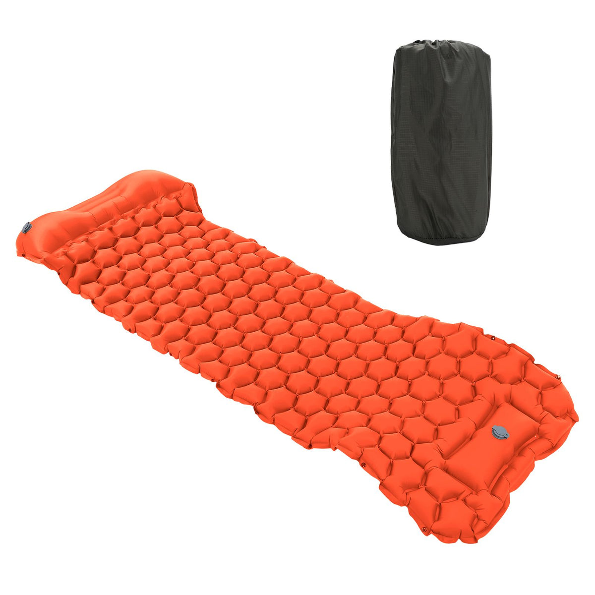 Camping Sleeping Pad Mat Foot Press Inflatable Cushion Mattress for Tent Hiking TravelOrange