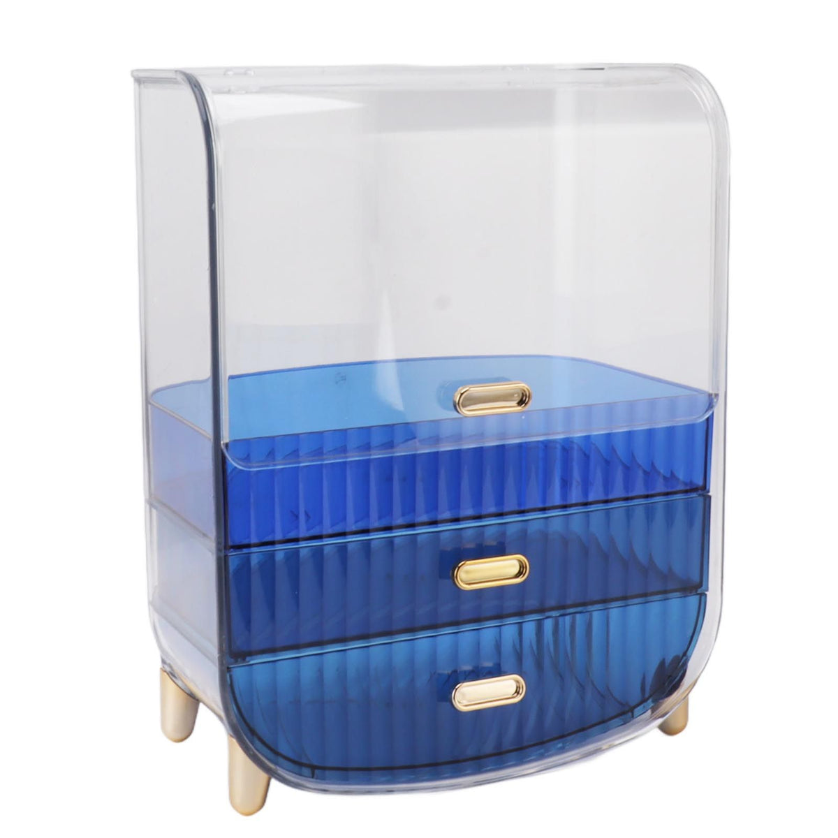 Beauty Organizer Home Dormitory Dresser Storage Case Facial Mask Lipstick Lid Drawers Commodity Shelf Blue