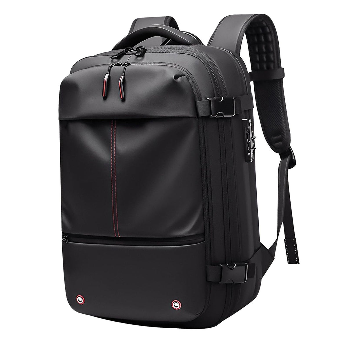 Vacuum Backpack 19 Inch Large Capacity Stylish Casual Waterproof Men Expandable Travel Backpack with Vacuum Pump for Travel Business Black