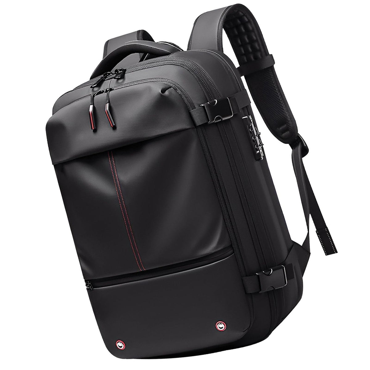 Vacuum Backpack 19 Inch Large Capacity Stylish Casual Waterproof Men Expandable Travel Backpack with Vacuum Pump for Travel Business Black