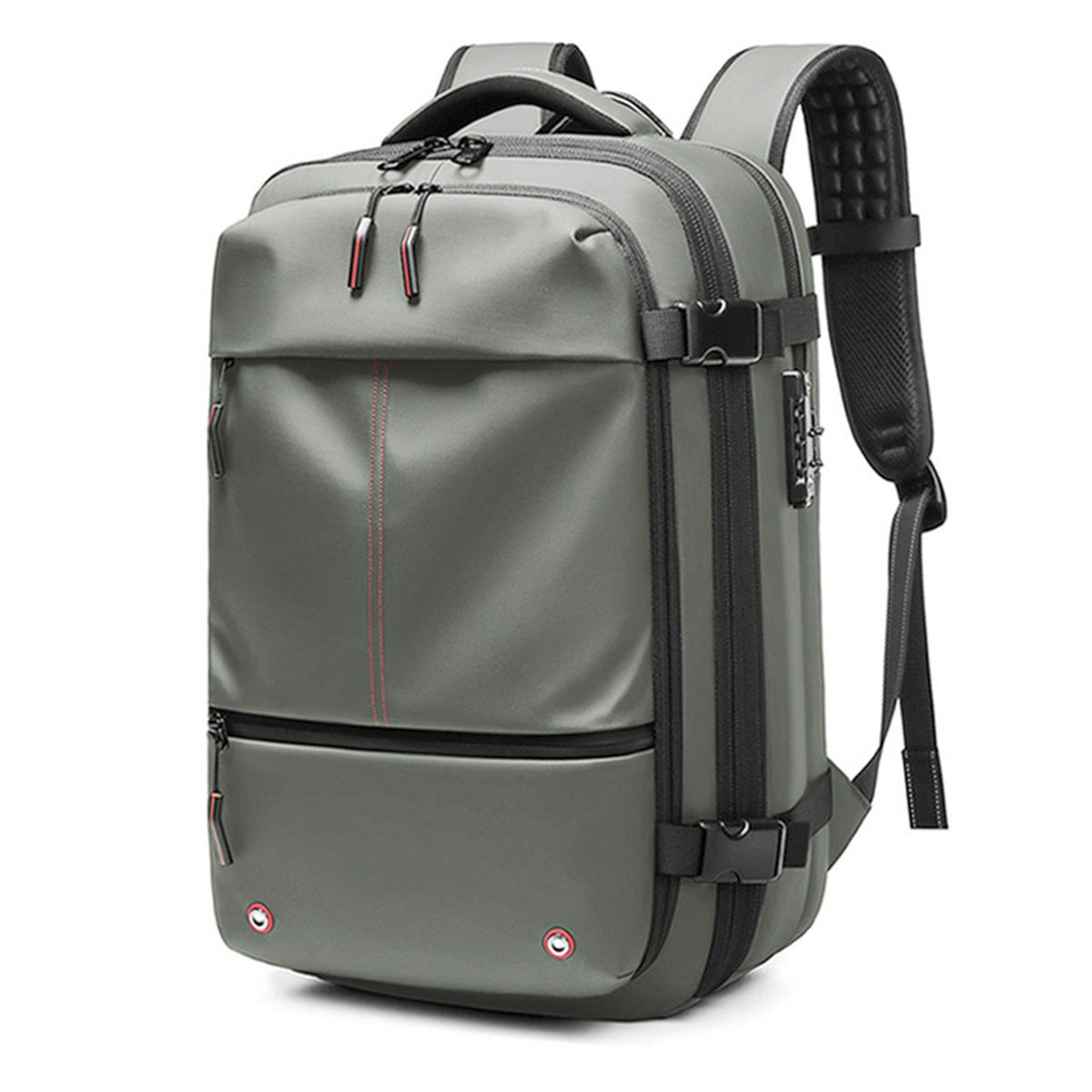 Vacuum Backpack 19 Inch Large Capacity Stylish Casual Waterproof Men Expandable Travel Backpack with Vacuum Pump for Travel Business Green