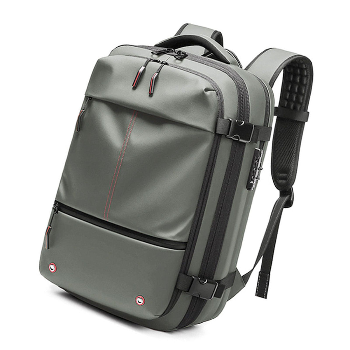 Vacuum Backpack 19 Inch Large Capacity Stylish Casual Waterproof Men Expandable Travel Backpack with Vacuum Pump for Travel Business Green