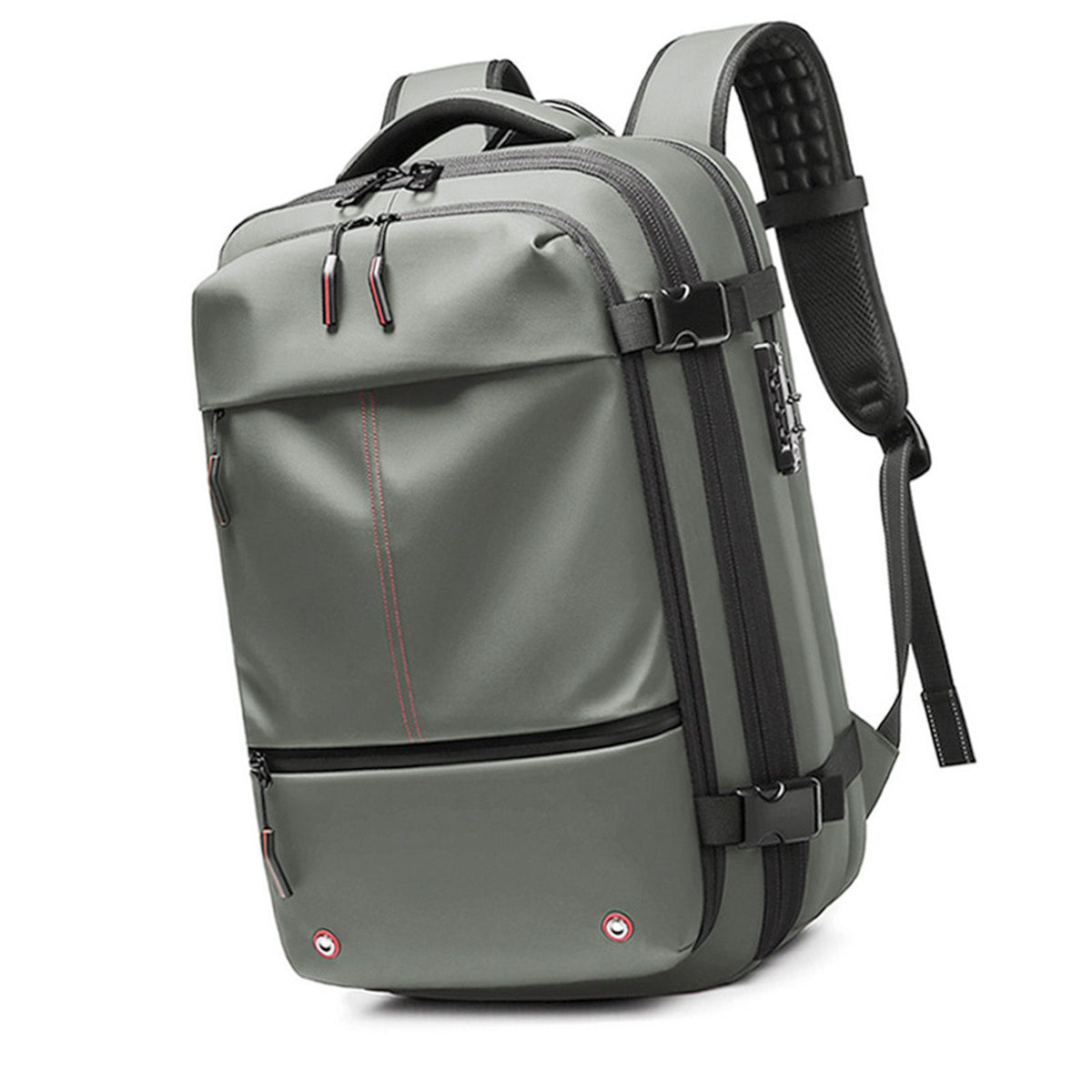 Vacuum Backpack 19 Inch Large Capacity Stylish Casual Waterproof Men Expandable Travel Backpack with Vacuum Pump for Travel Business Green