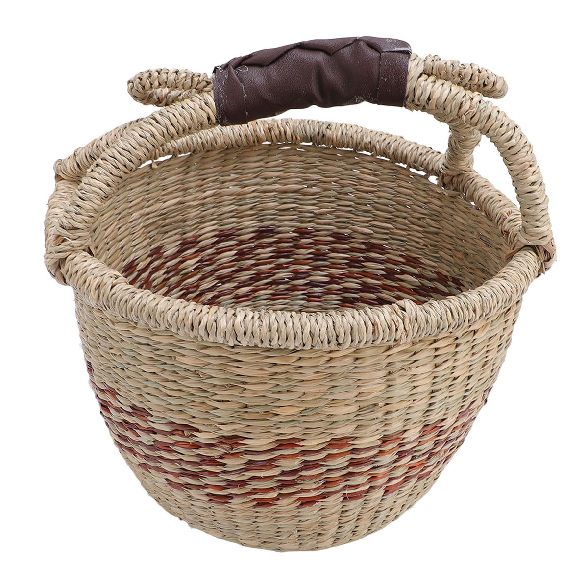 Picnic Basket Seagrass Woven Decorative Rustic Small Storage Basket with Handle for Desk Organizing Outdoor Activities