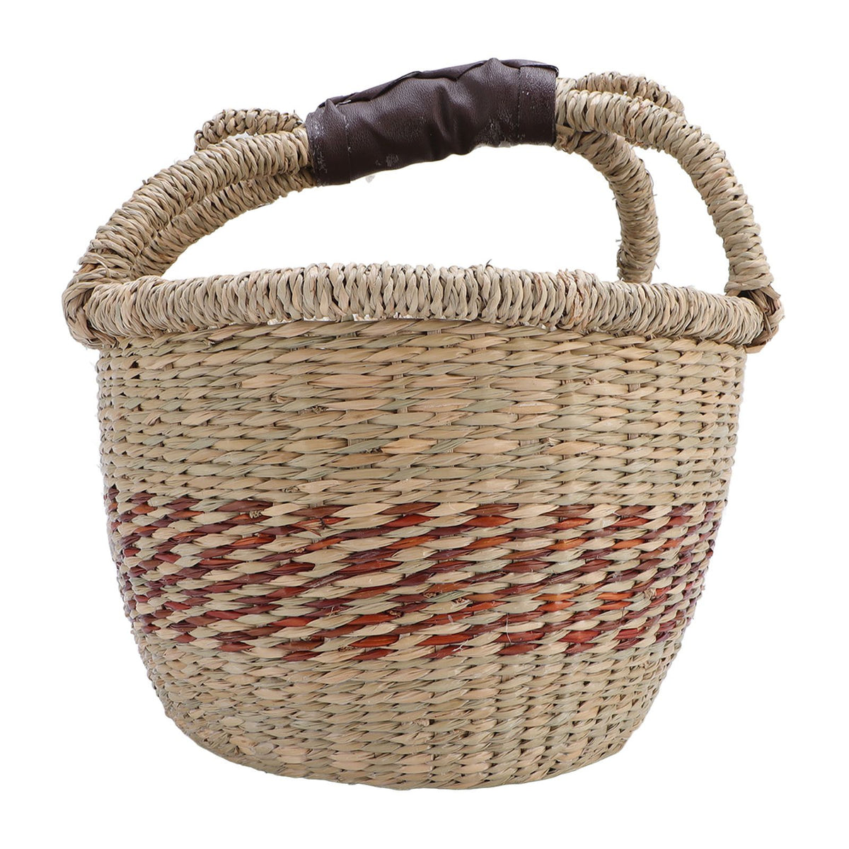 Picnic Basket Seagrass Woven Decorative Rustic Small Storage Basket with Handle for Desk Organizing Outdoor Activities