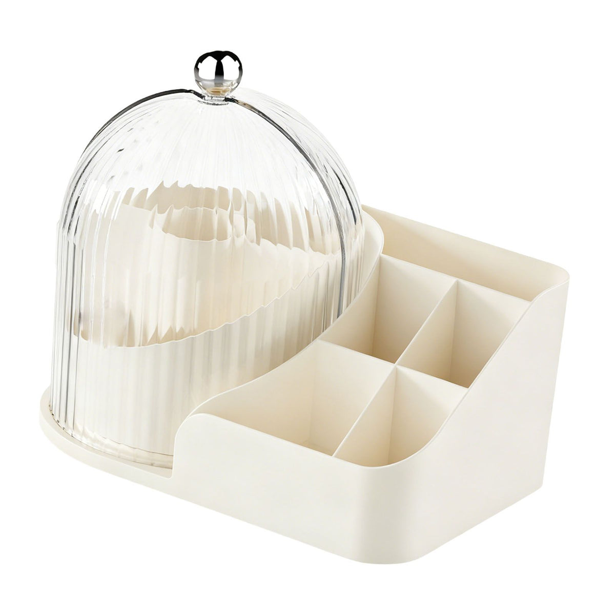 Makeup Brush Holder with Lid 360 Degree Rotating Cosmetic Organizer Desktop Storage Box Skincare Storage for Vanity Desktop Cream Multi Compartment